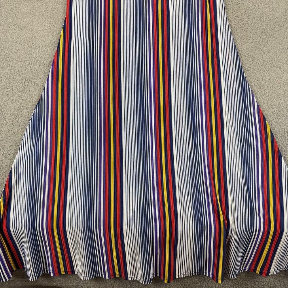 Attitudes by Renee Pleated Midi Dress Large Beachy Nautical Flowy Stretch Resort - Picture 3 of 10
